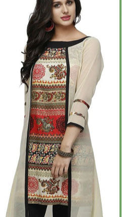 JAIPUR ATTIRE WOMEN COTTON PRINTED FULL SLEEVE KNEE LENGTH KURTI
